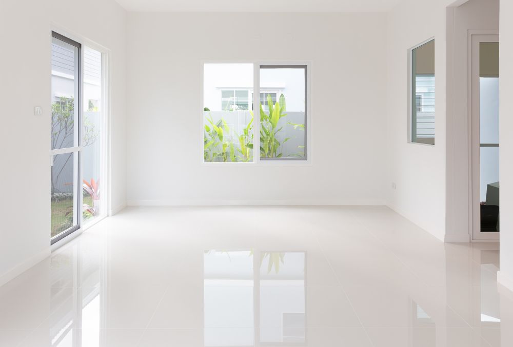 white colored epoxy floor coating for home's interior