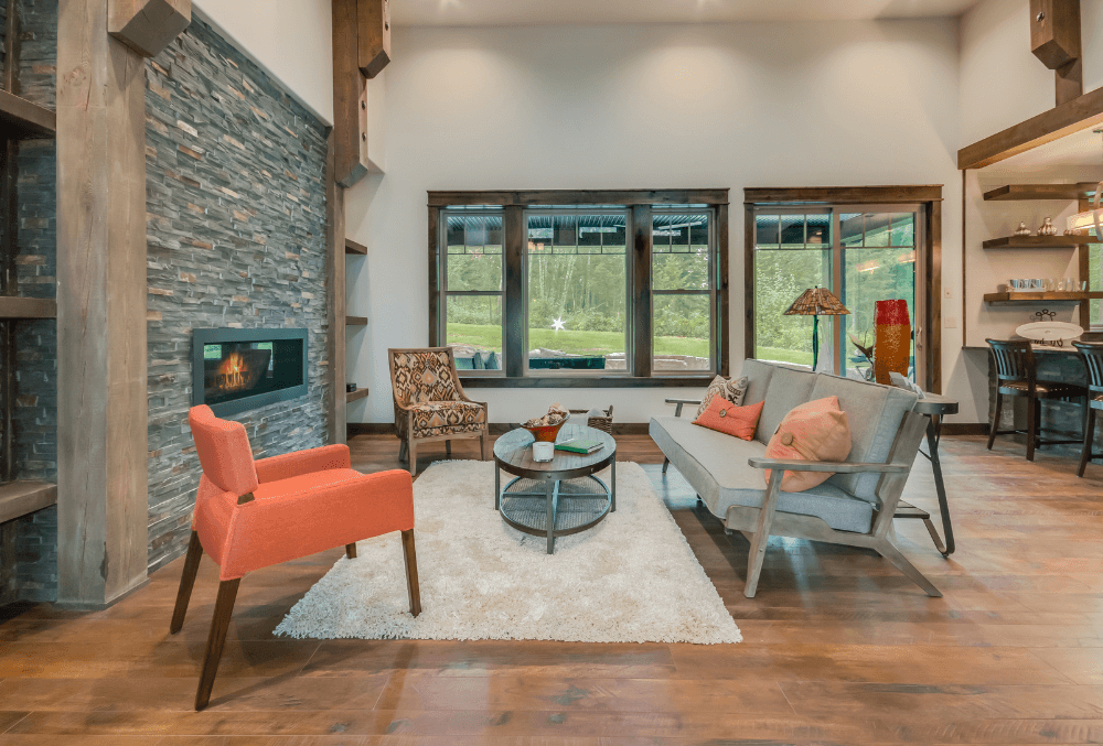 cozy living room area with couch and throw pillows