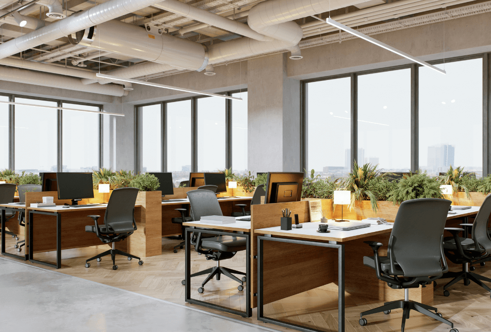 office space with chairs and table on Slip-Resistant floor
