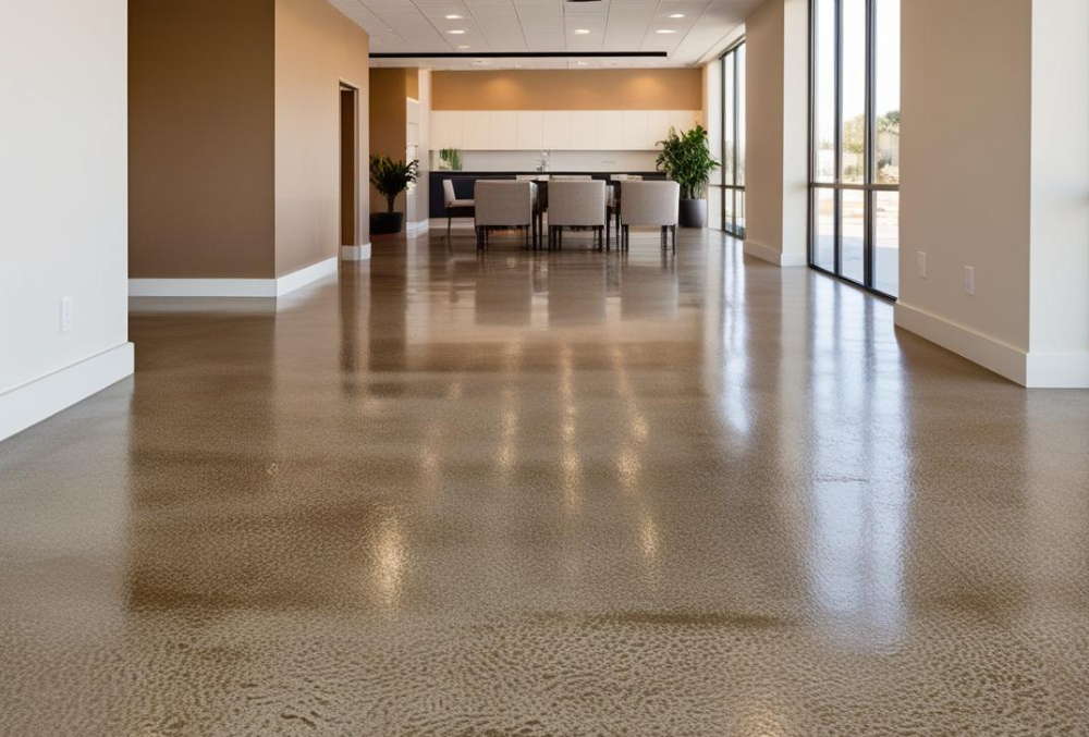 A newly polished concrete floor