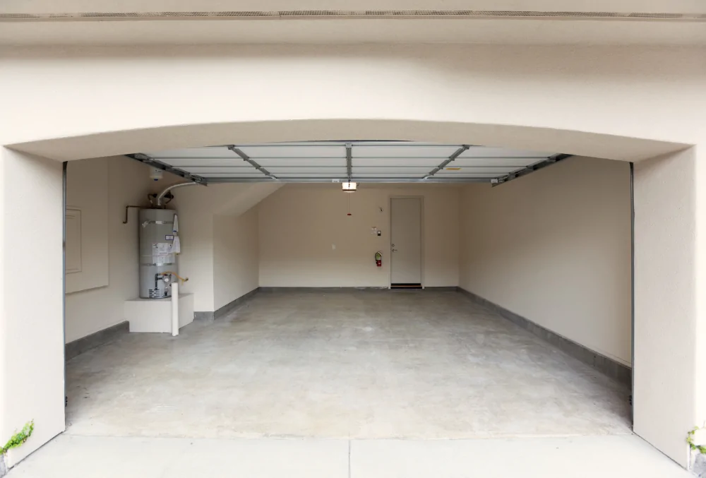 Empty concrete garage flooring