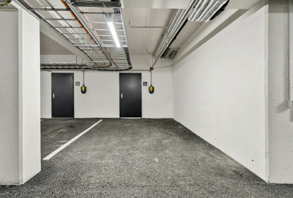 Empty concrete garage floor